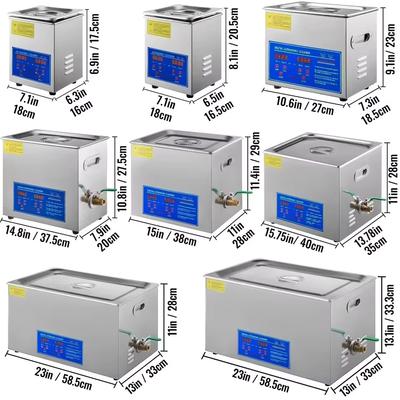 2-30L 40KHZ Ultrasonic Cleaner W/ Heater Timer for Jewelry Cleaning Knob Control Eyeglass Rings Dentures Music Instruments