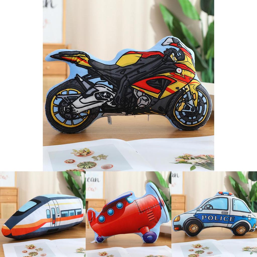 Childrens Aircraft Tanks Excavators Fire Trucks Bicycles Plush Pillows For Kids Bedroom