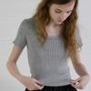Elssibeui Scoop Neck Rib Knit Top_Gray