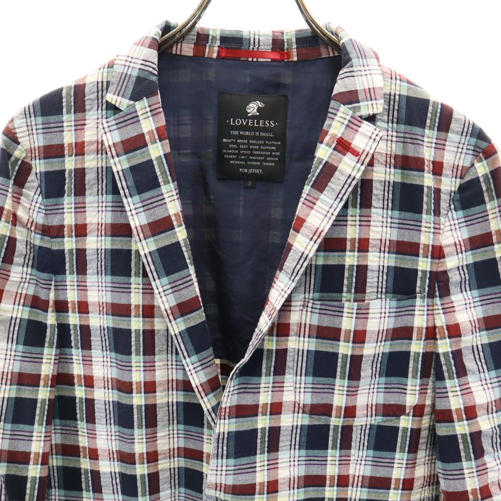 LOVELESS Check Pattern 7 minutes sleeve Seersucker tailored jacket 2 Men's Used