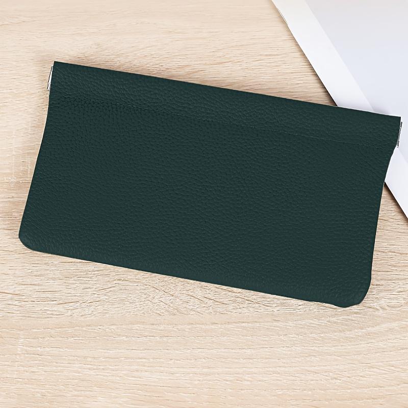 

[Кошелек из искусственной кожи] Минималистичный кошелек из искусственной кожи | Самозакрывающийся для хранения паспортов, водительских прав, наушников, помады и косметики | В наличии зелёный