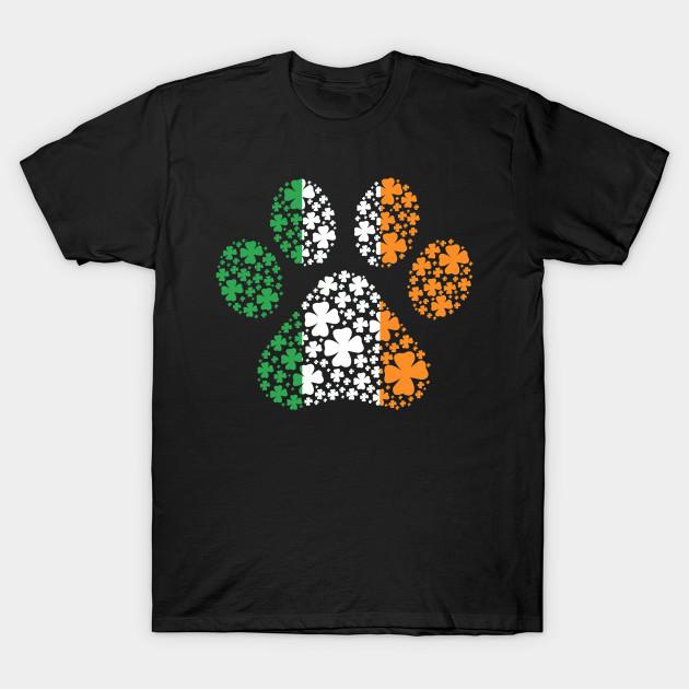 Men Black Print T-shirt Irish Shamrock Lucky Pawprint No-Cut Transfer Paper Print Cotton Tshirt S