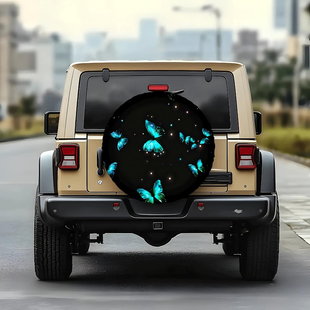 Fluorescent Butterfly Tire Cover Polyester Protector Dustproof Sunscreen Spare Wheel Sleeve