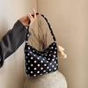 1Pcs Pure Color Polka Dot Shoulder Bag Fashion Armpit Bag Bucket Bag Comes With Pendant