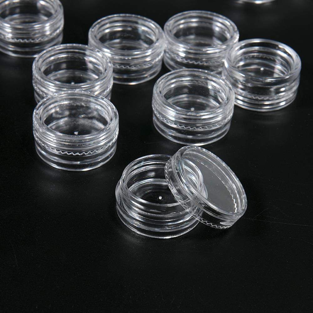 10/50/100Pcs/set Transparent Plastic Jewelry Bead Storage Box Small Bottom Round Container Jars Make Up Organizer Storage Boxes