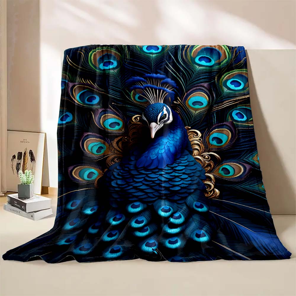 6 Sizes Peacock Art Print Blanket Warm Soft Comfortable Home Travel Blanket Sofa Office Bedding Throw Blanket Gift Large Size