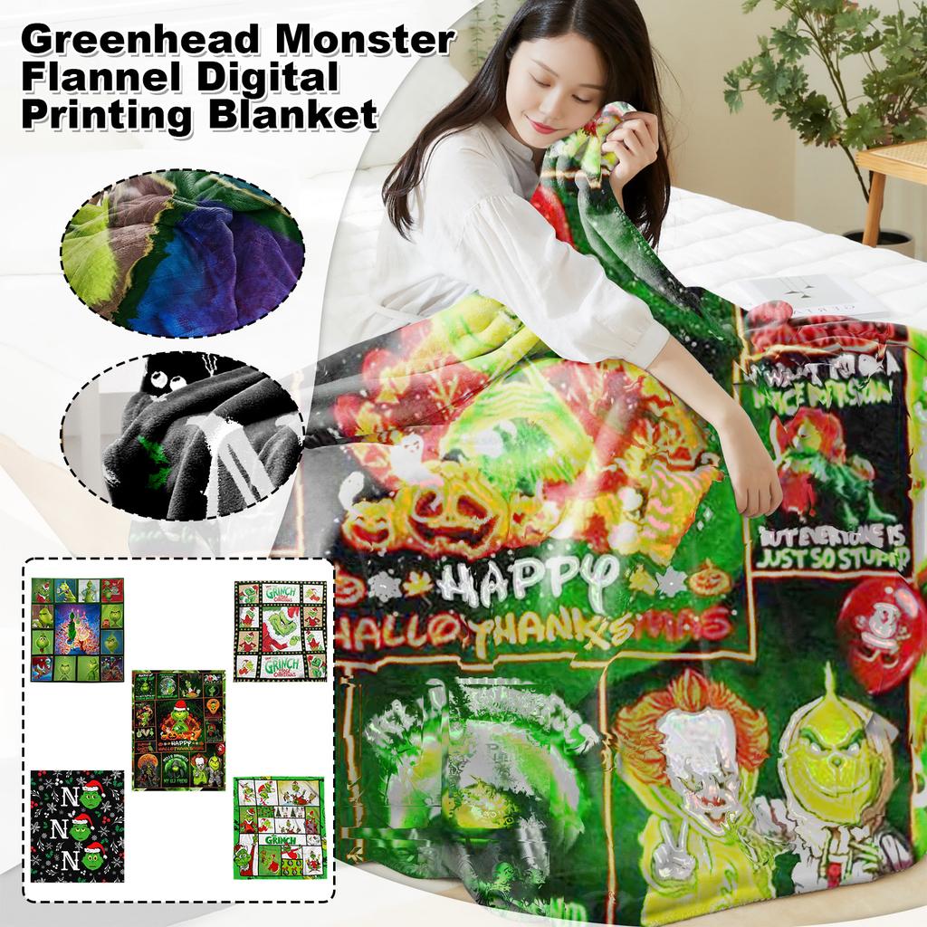 Green Monster- Flannel Blanket Comfortable Flannel Digital Print Blanket