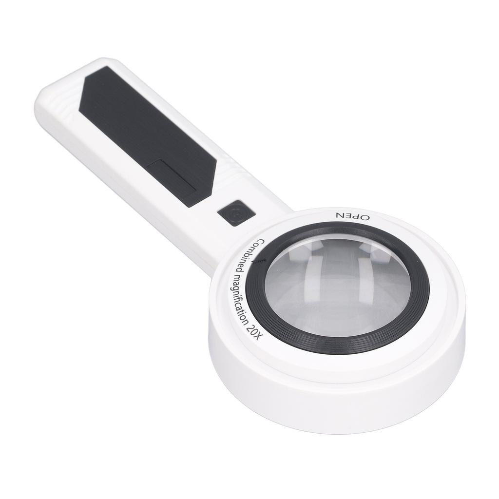 Handheld Magnifying Glass 8X 5X 20X 3 Lighting Modes 26 LEDs Portable Optical Lens Magnifier for