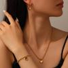 Elegant Heart-Shaped Beaded Jewelry Set - 18k Gold-Plated Titanium Steel, Trendy, Lightweight, Color-Preserving.
