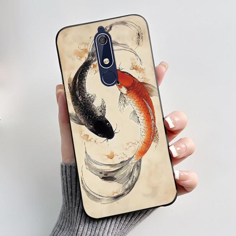 Casing For Nokia 5.1 6.1 Aesthetic Luxury Cute Cool Boys Girls Soft silicone Phone Case Back Cover Black Matte Protective Shell
