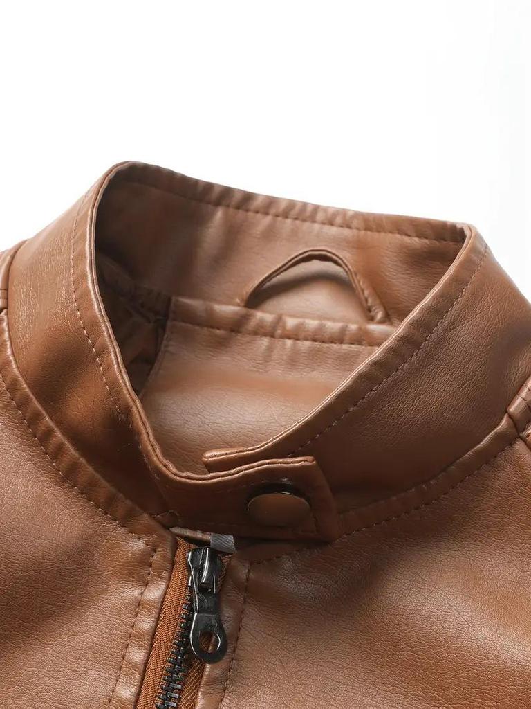 European & American Women's Leather Motorcycle Jacket - Fashion Zipper Short Vintage Coat