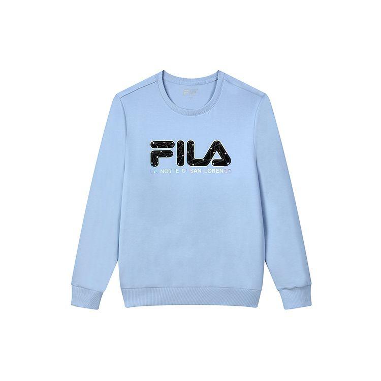 Fila Logo American Style Printed Casual Crew Neck Sweatshirt Men Sweatshirt Opal-Blue F11M038210GLB