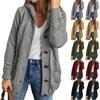 Damen Freizeit Strick Cardigan Pullover Jacke Langarm Einfarbig mit Tasche