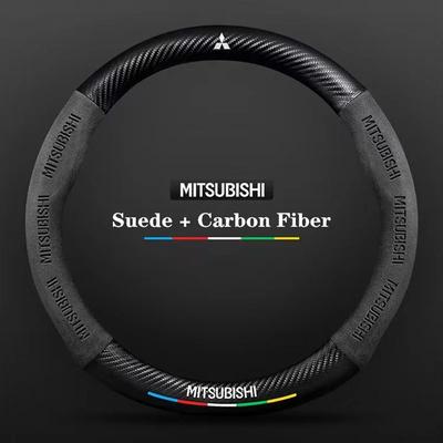 Carbon Fiber Suede Car Steering Wheel Cover For Pajero Sport Outlander ASX Lancer Eclipse RALLIART Auto Accessories