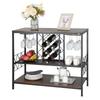 Armario Bar Industrial de 40 Pulgadas, Mesa de Vinos para Licores y Copas, Aparador Buffet con Soporte para Copas y Botellero, Madera Rústica Independiente