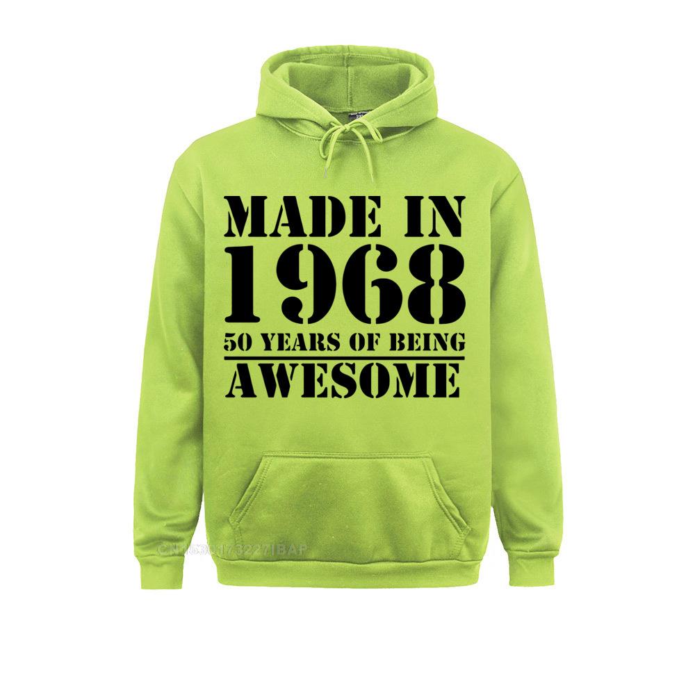 Men Made In 1968,Print Harajuku Hoodies Men's Kawaii Sunlight Sportswear 50 Years Of Being Print Harajuku Hoodies New