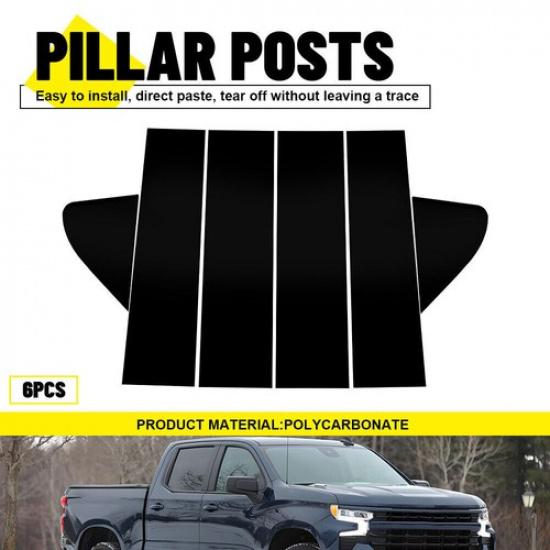 For -2024 Chevrolet Silverado 1500 Black Pillar Post Window Door Trim Cover