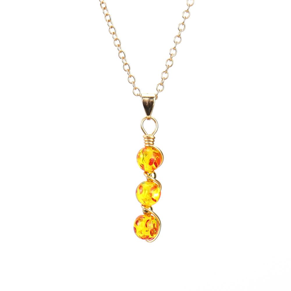 Hand-Wound Crystal Bead Agate Amethyst Pendant Necklace N709