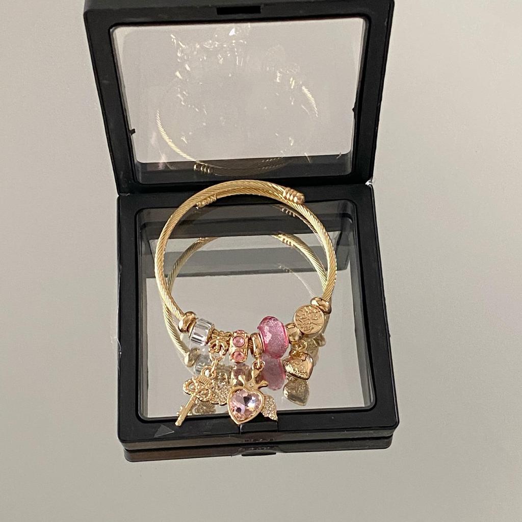 Evropský a americký DIY přívěsek andělská křídla srdce nastavitelný nerezový náramek