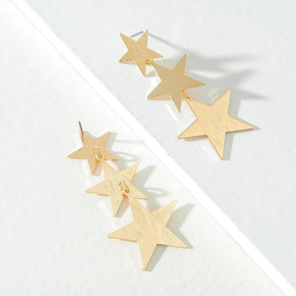 Korean Style Three Star Long Tassel Pendant Earring for Women Sweet Gift Simple Geometry Temperament Creative Jewelry Accessories