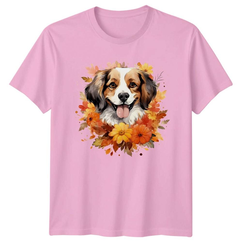 Cute Watercolor Fall Dog TShirt Autumn Floral Dog Lovers Gift For Him And Her