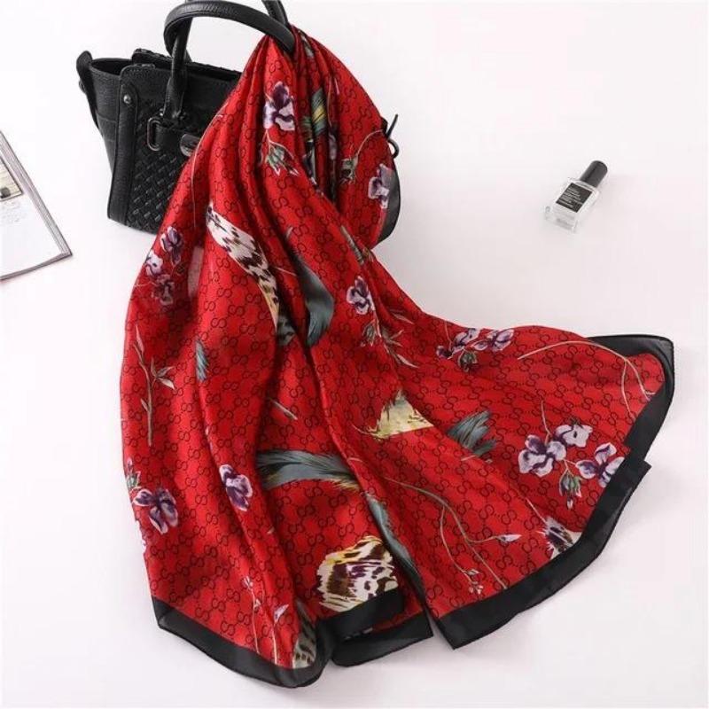 Marque de Luxe Pashmina Bandana Étoles de Plage Hijab Étés Femmes Écharpes Douces Longues Imprimées Écharpes en Soie Châle et Écharpe pour Dame