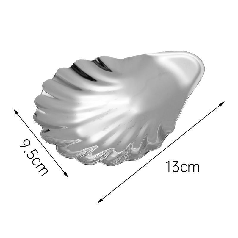 Shell Shaped Stainless Steel Serving Dish Heat Resistant Non-slip Cheese Dessert Plate for Home Kitchen Restaurant Use
