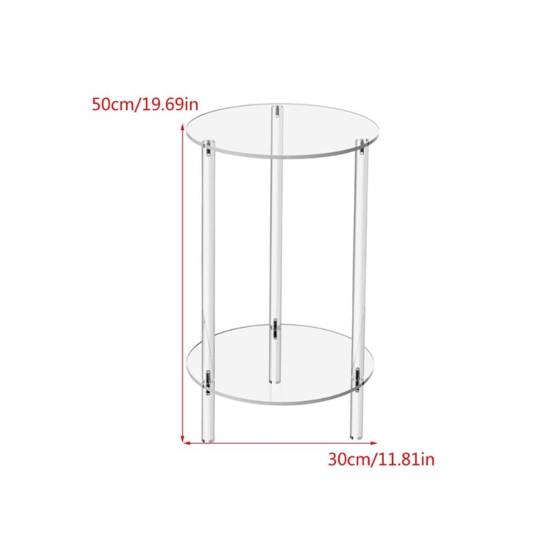 Portable Clear Acrylic End Table with 2 Tiers of Storage Home Accessory Sturdy Side Table for Bedroom and Living Room