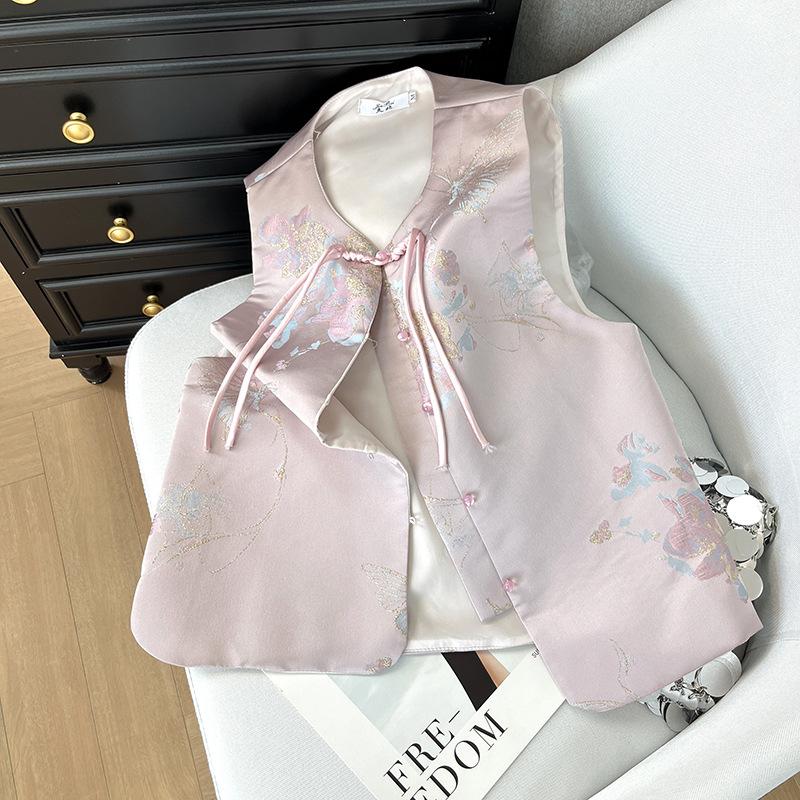Bronzing Jacquard Vest New Retro High-end Gentle Temperament Stacked Top
