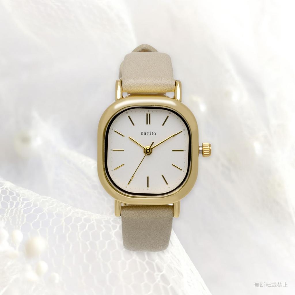 [Fieldwork] Women's Watch Analog Leather Strap Simple Rectangle Beige Sook GY080-2