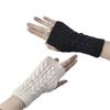 Solid Color Cable Knit Fingerless Wool Gloves – Wrist Guards for Students and Couples