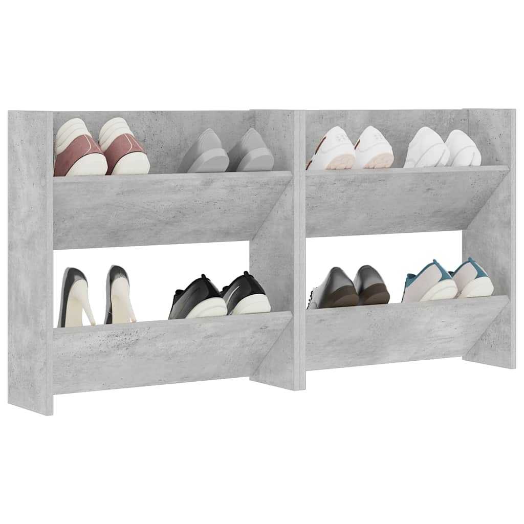 Wall Mounted Shoe Cabinets (2 pcs) Concrete Grey 60 x 18 x 60 cm Particleboard