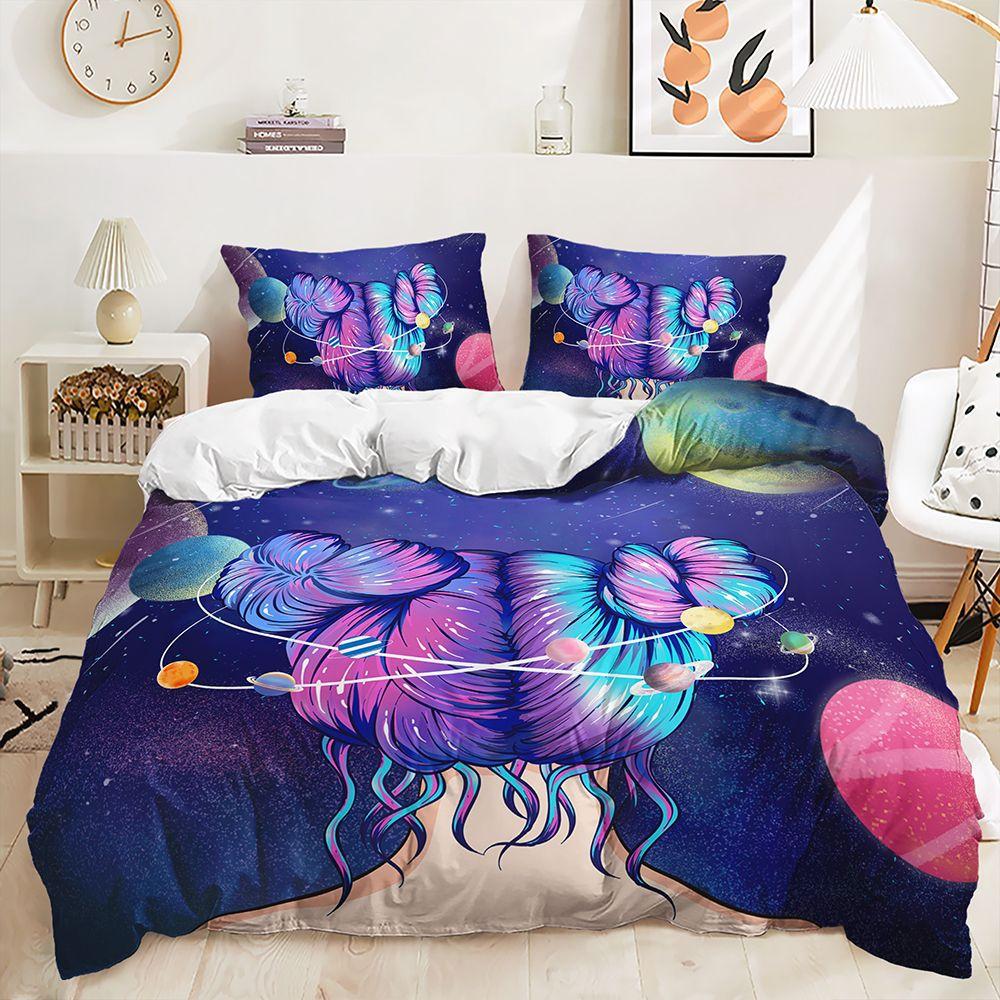 3D Planet Bedding Set for Boys' Room Duvet Cover Pillow Case 2/3 Pieces for Space Fans Room Soft Home Textile Children's Room Home Decoration