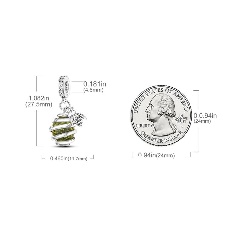 925 Sterling Silver Glow-in-the-dark Firefly Charms Animal Dangle Pendant Fit Original  Bracelet Charms Jewelry For Women