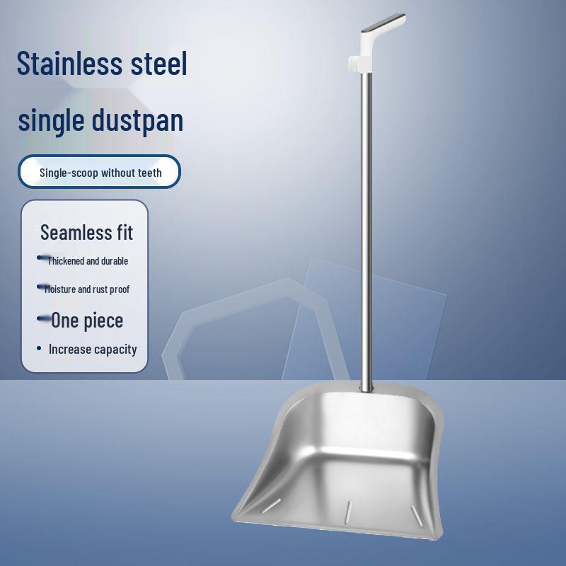 Stainless Steel Dustpan and Broom Set - Two-Piece Household Cleaning Set