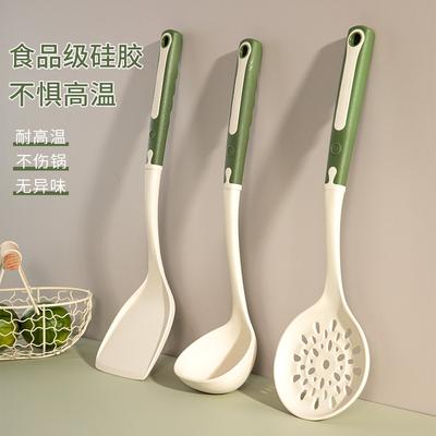 3pcs Set Food Grade Silicone Pan Glue Spatula Non-stick Pan Special Stir-fry Shovel Colander Soup Spoon Cooking Accessories