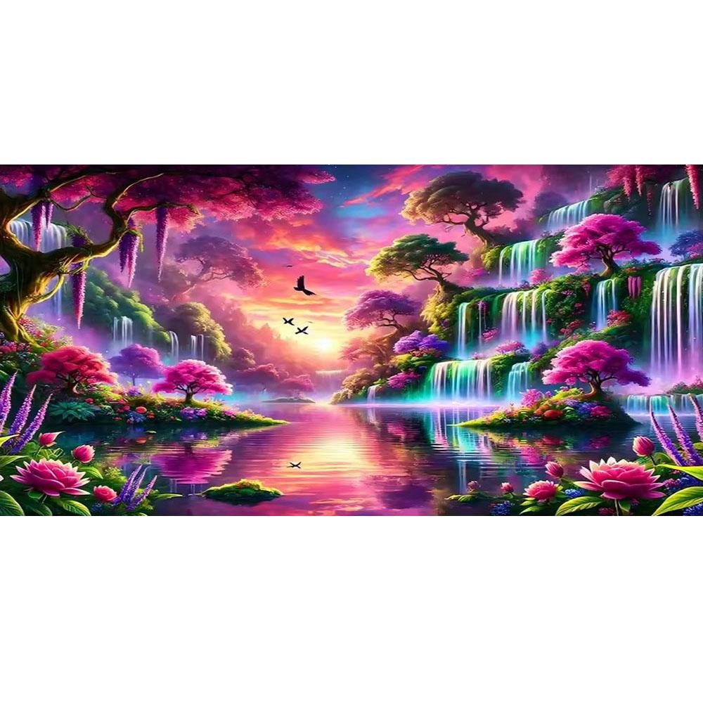Beautiful Waterfall River and Flowers DIY Diamond Painting Cross Stitch Full Drills Diamond Mosaic New Collection Home Decor