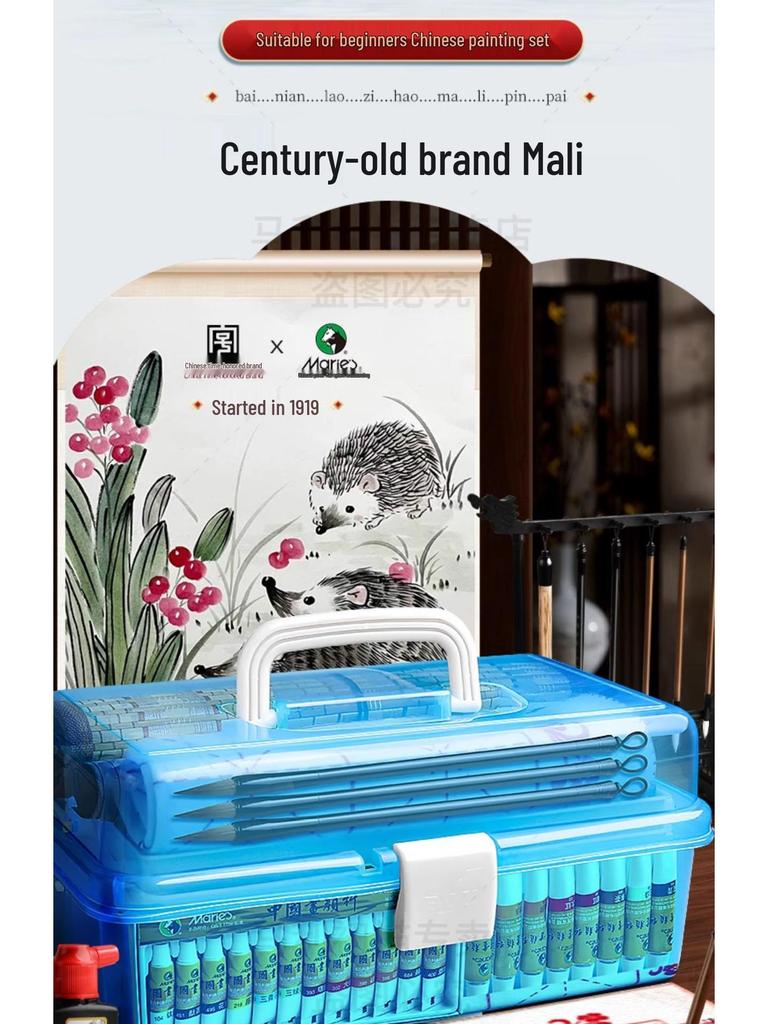 Maries 12-Farben Anfänger Tuschemalerei Set für Kinder mit Pinseln