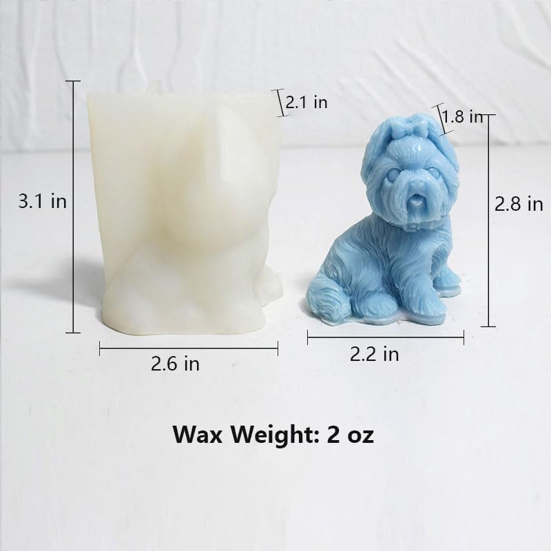 Cute Dog Silicone Mold, Yorkshire Candle Mold for Soap Soy Wax DIY Handcraft, Puppy Resin Mold for Bridesmaid Gift Wedding Party Home Dinner Festive