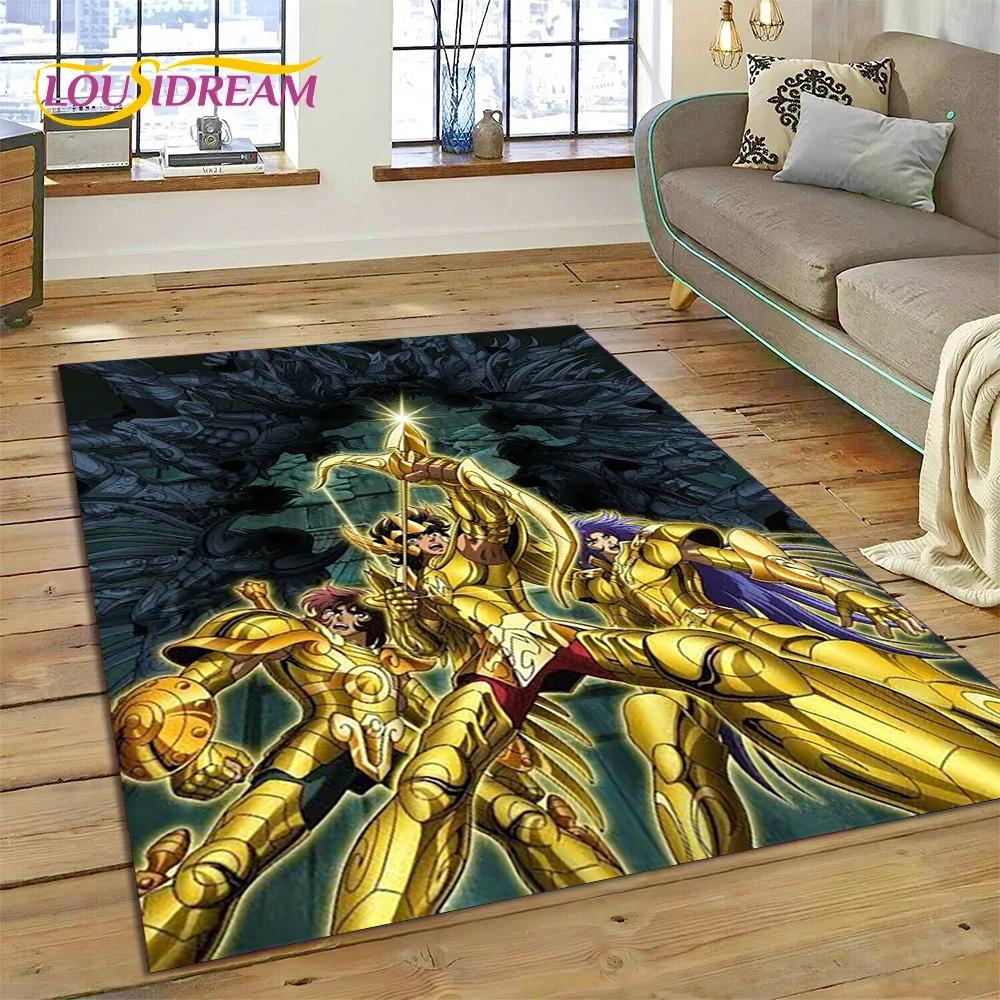 Cartoon Saint Seiya 3D Retro  Anime Rug Carpet for Living Room Bedroom Home Decor,Floor Mat Non-slip for Sofa Doormat Gift Kids
