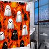 1Pc Halloween Ghost Leaf Shower Curtain - Orange Background And Yellow Leaves, Polyester Fabric, Machine Washable