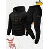 Spring and Autumn Warm Men's Hoodie Set Sports and Leisure Two Piece Set Boston Printed Hoodie and Casual Pants Combination
