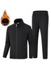 Men's Plus Size Cotton Stand Collar Cardigan Sportswear Set for Running - Autumn/Winter Edition.