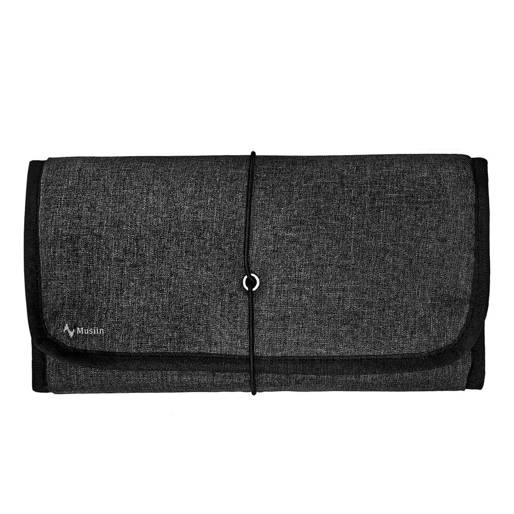 Musiin Guitar Accessory Organizer Foldable Easy Access Pocket Case for and String Holders Gray Bag, Picks, Straps, Capos, (Iron) -