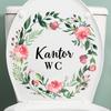 Small Floral with English Lettering Toilet Stickers, Waterproof Removable Self-Adhesive Bathroom Wall Decals