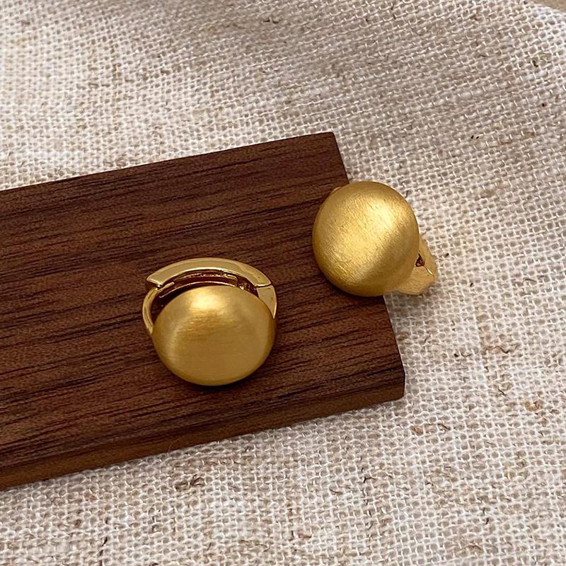 Tibetan Silver 18K Gold Plated Brushed Geometric Hoop Earrings for Women Trendy Fashion  Minimalist Accessories