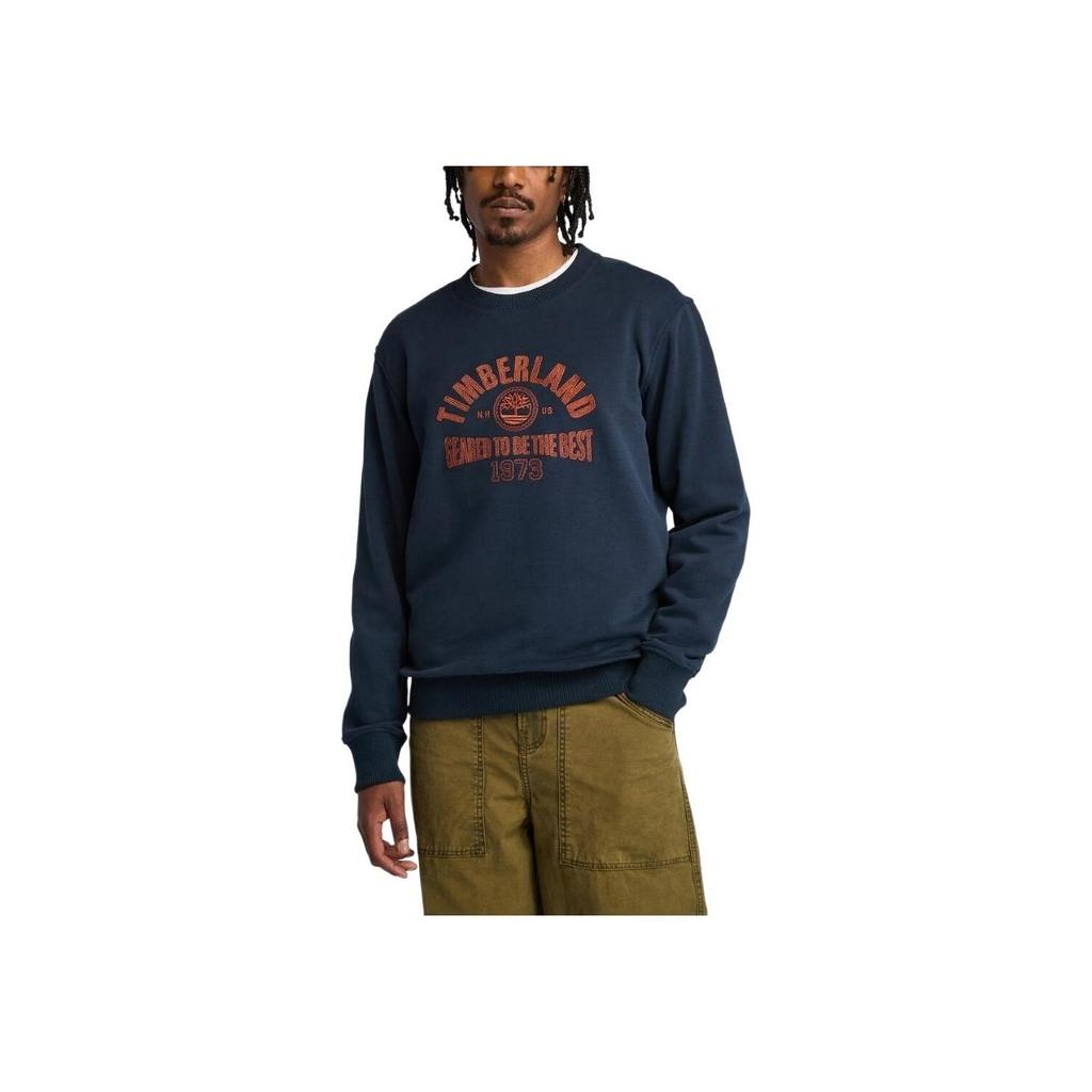 Timberland Letter Drop Shoulder Round Neck Long Sleeve Sweatshirt Men Sweatshirt Navy-Blue A6977-433