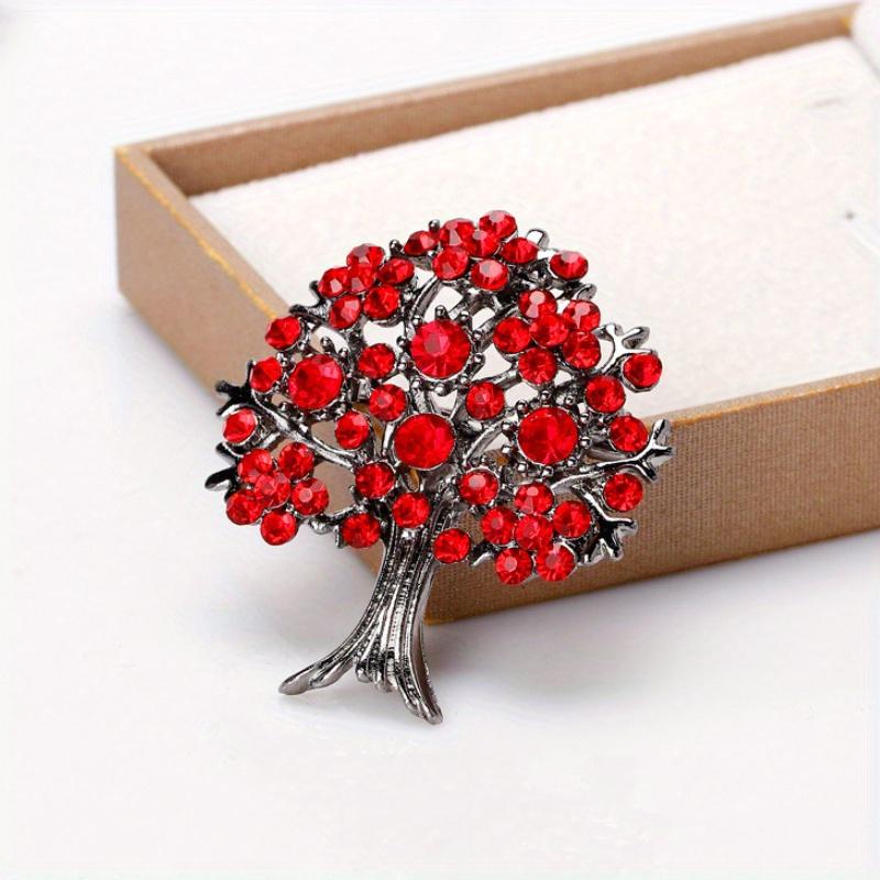 Classic Women Men Exquisite Tree Rhinestone Badges Brooch Shining Crystal Luxury Plant Pin For Lady