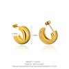 Elegant French C-Shaped Wide Noodle Stud Earrings - High-Quality Gold Plated Stainless Steel