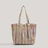 Ins Korean Version of Rainbow Striped Shoulder Bag Travel Versatile Canvas Bag Large Capacity Thickened Underarm Niche Tote Bag